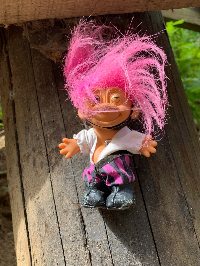 Rock star troll toy with pink hair